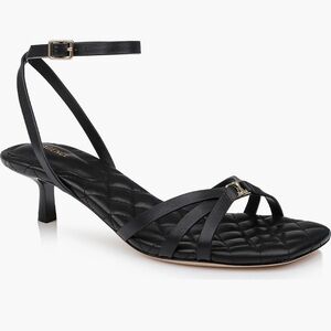 L’agence Genette Ankle Strap Kitten Heel Sandal Black Sz6.5